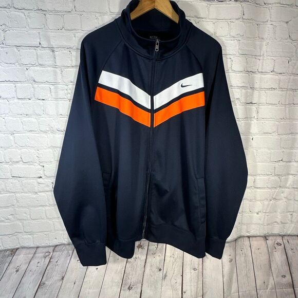Nike Full Zip Jacket 3XL Mens Shacket Orange Blue Pockets Sweatshirt Workout - Picture 1 of 8
